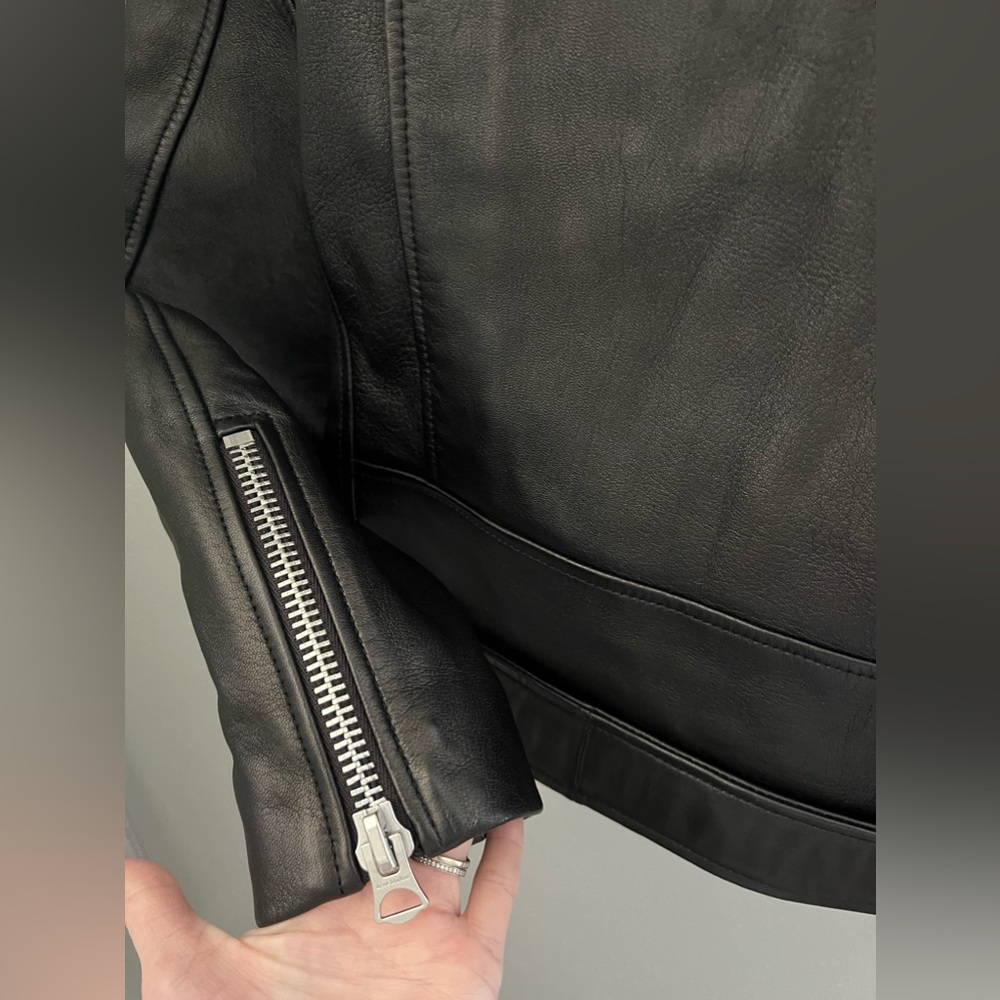 ACNE Studios Mock Core Leather Moto Jacket in Black Women’s Size 2 New - Picture 5 of 13